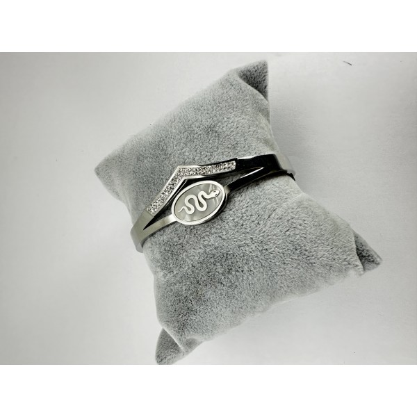 Gümüş Yılan Desenli Bileklik